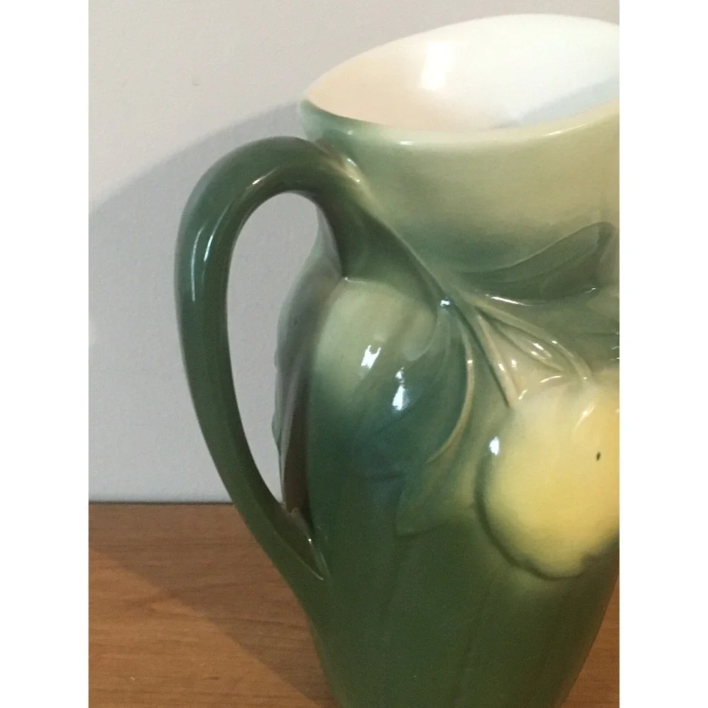 Vintage Royal Copley Green/Yellow CERAMIC PITCHER WITH PEARS
